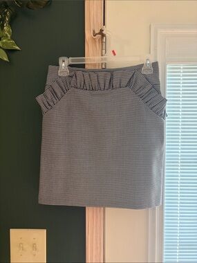 Black and White Gingham Ruffle Trim Mini Skirt